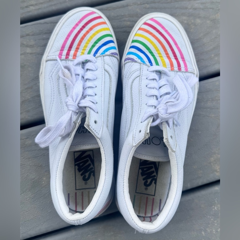 Vans Old Skool Leather Flour Shop Rainbow shoes size 9